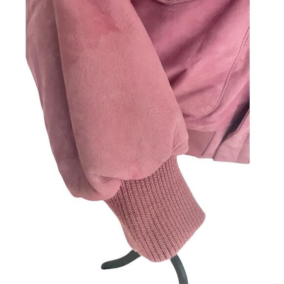 Y2K 90’s OTELLO PELLE BOMBER JACKET ROSE PINK SUEDE LEATHER AVIATOR STYLE ICONIC - Picture 3 of 16